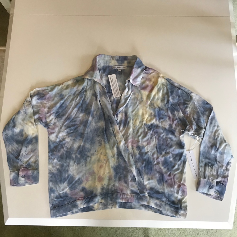 NWT Young Fabulous & Broke Tie Dye Faux Wrap Top - Picture 3 of 13